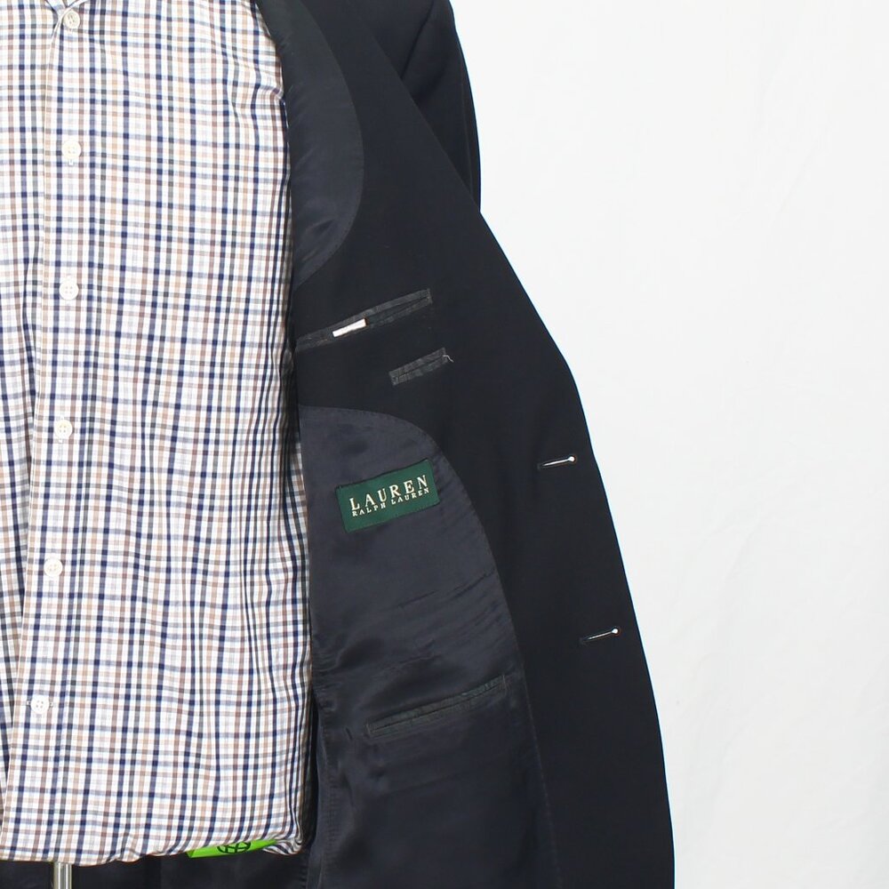 Ralph Lauren 42L Black Blazer Sport Coat Jacket 2-Button Solid Y318 - Picture 11 of 11